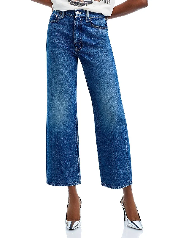 Womens High Rise Embellished Straight Leg Jeans