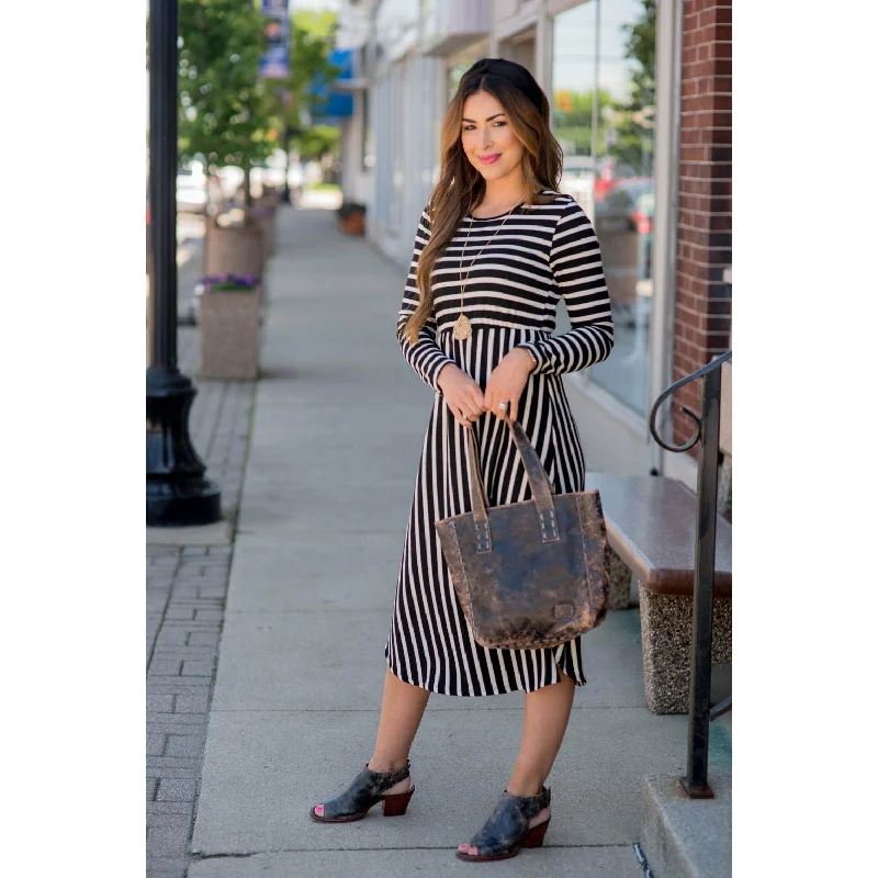 Long Sleeve Striped Midi