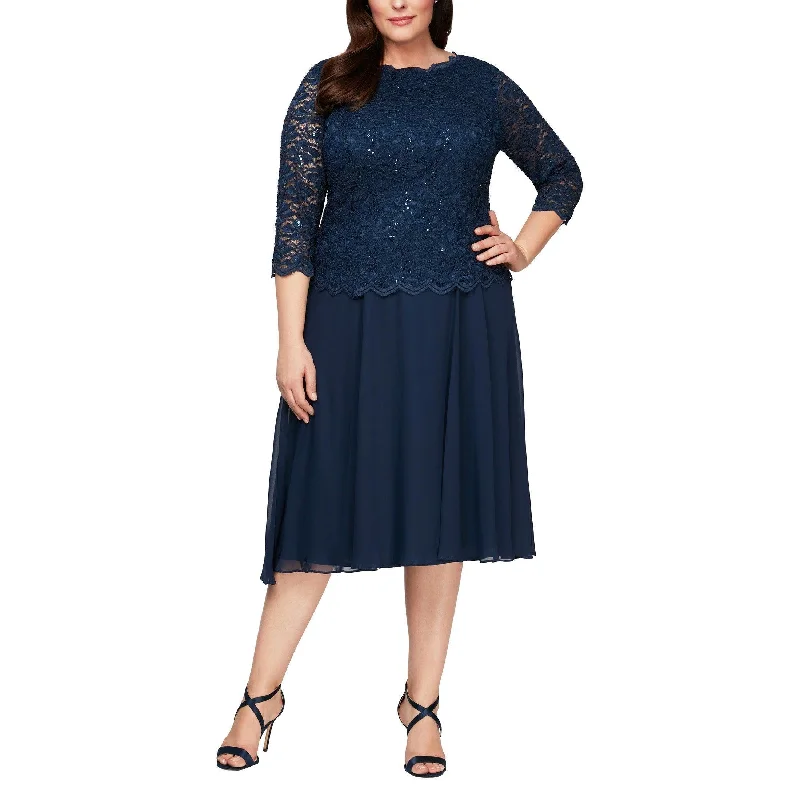 Navy 24W Alex Evenings AE4121796 Short Mother of the Bride Dress Sale