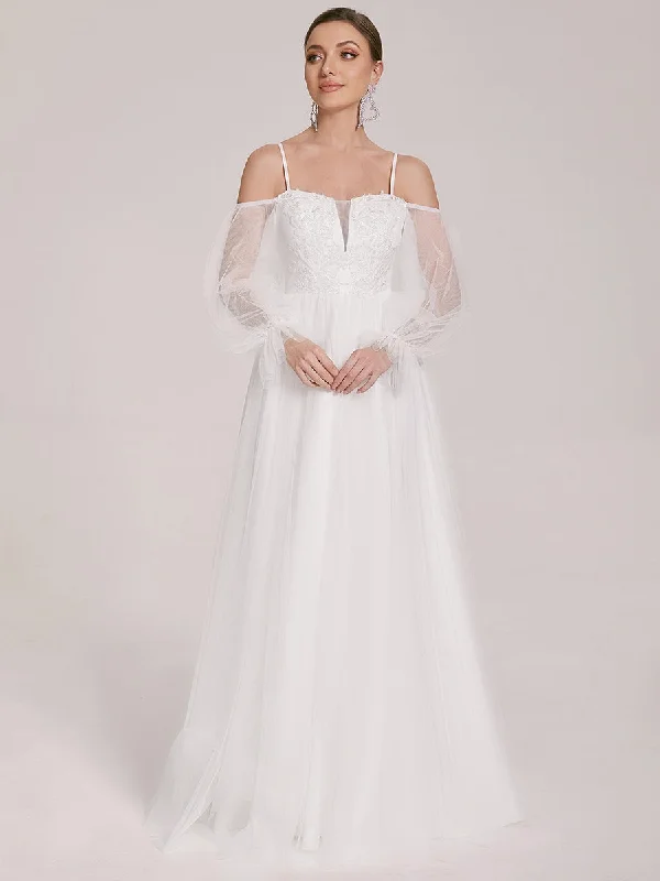 See Through Lantern Sleeves Wholesale Wedding Dresses